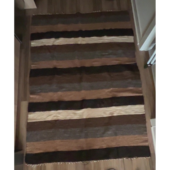 Other - Vintage Turkish kilim Rug approx 53x75" brown stripes bohemian